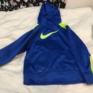 Blue and Neon green Nike hoodie